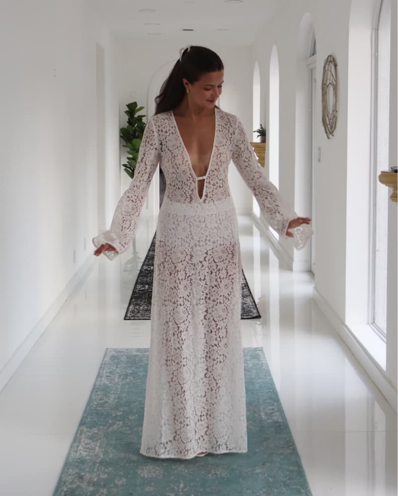Ronny Kobo White Lace Maxi Dress - Image 1