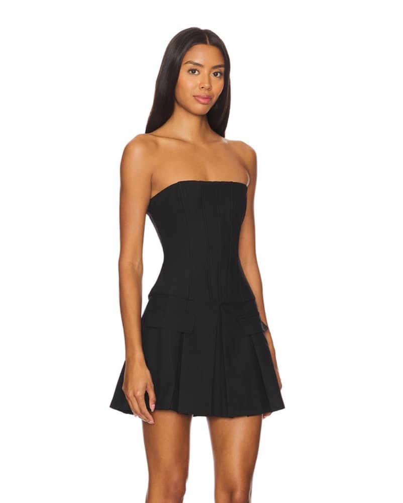 Black Corset Strapless Dress - Image 2