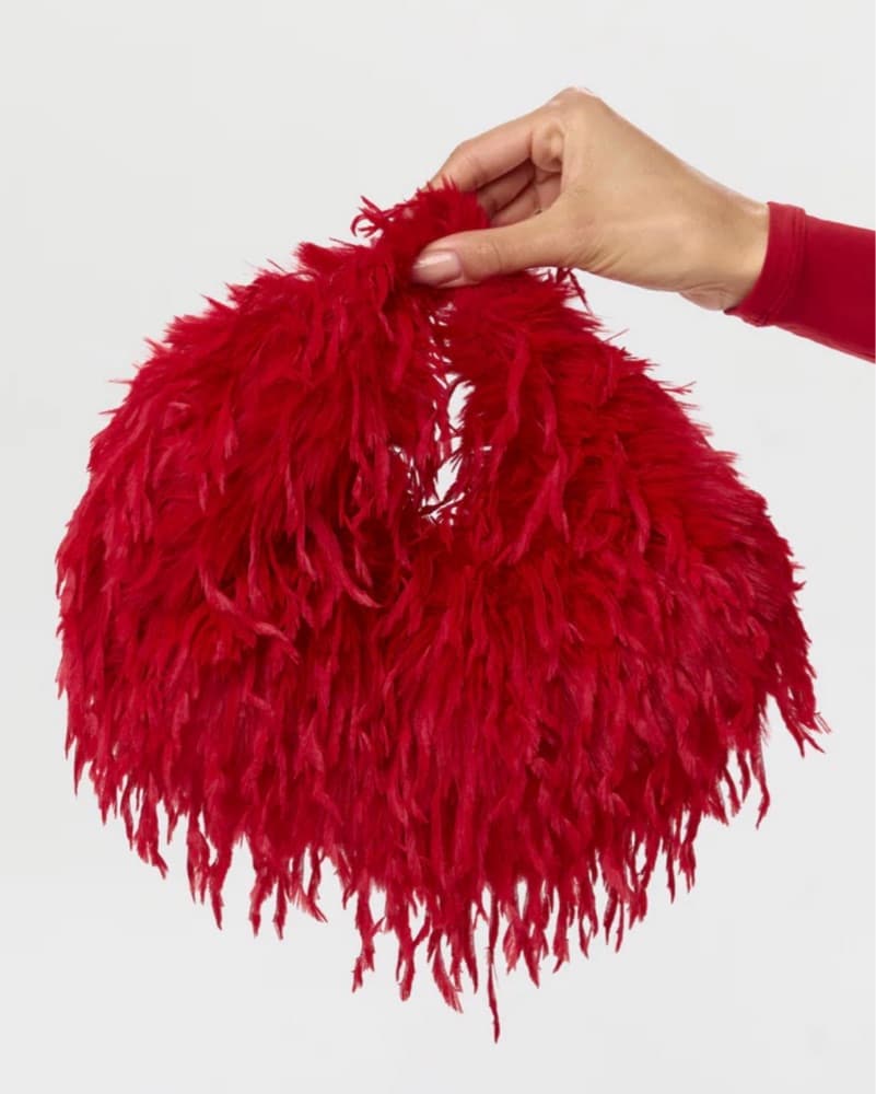 Naked Wardrobe FAUX FEATHER MINI HANDBAG - Image 1