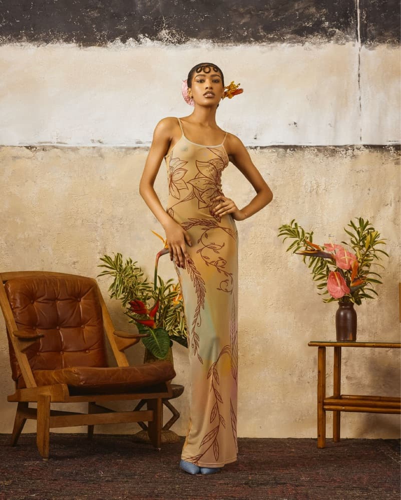 Stunning Floral Printed Maxi Dress Sheer - Image 1