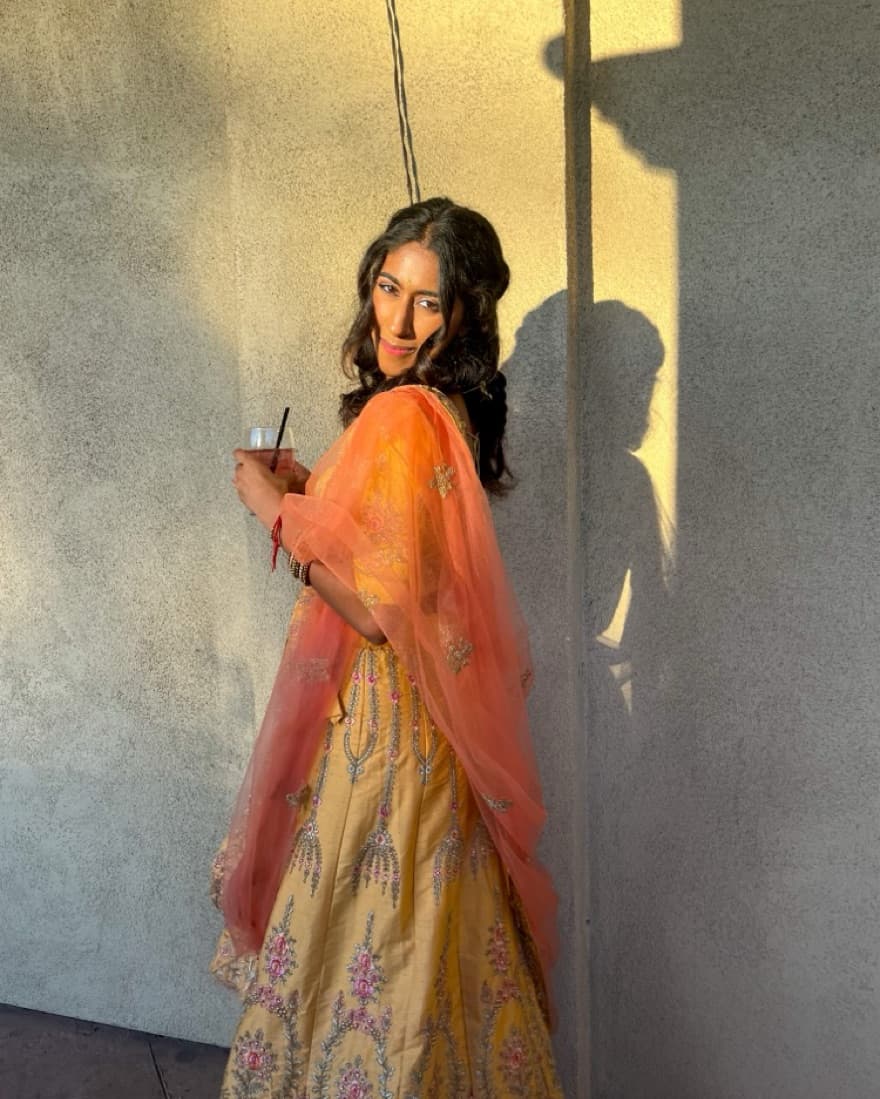 Indian Gold and Pink Lehenga - Image 1