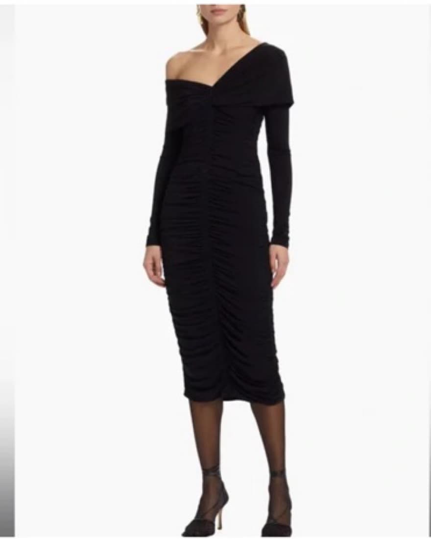 ALC ruched One-Shoulder Black Dress - Image 4