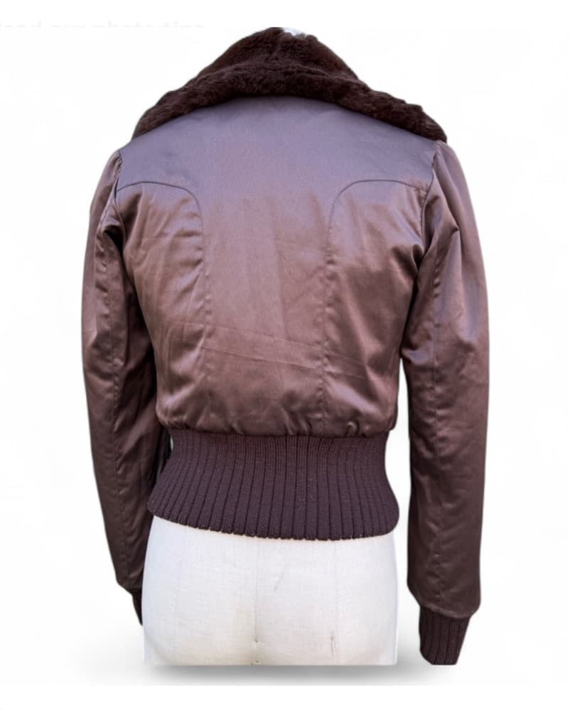 Real Rabbit Fur Brown Reversible Bomber - Image 6