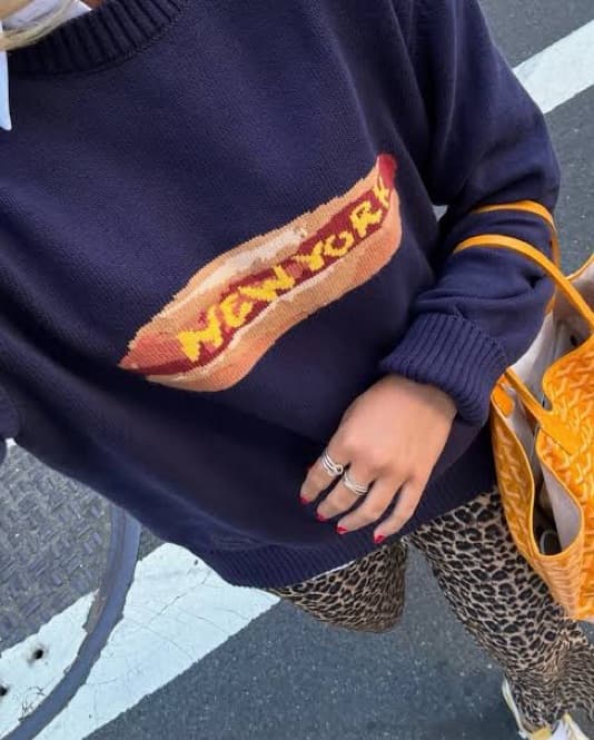Cotton NY Hot Dog Sweater Navy - Image 4