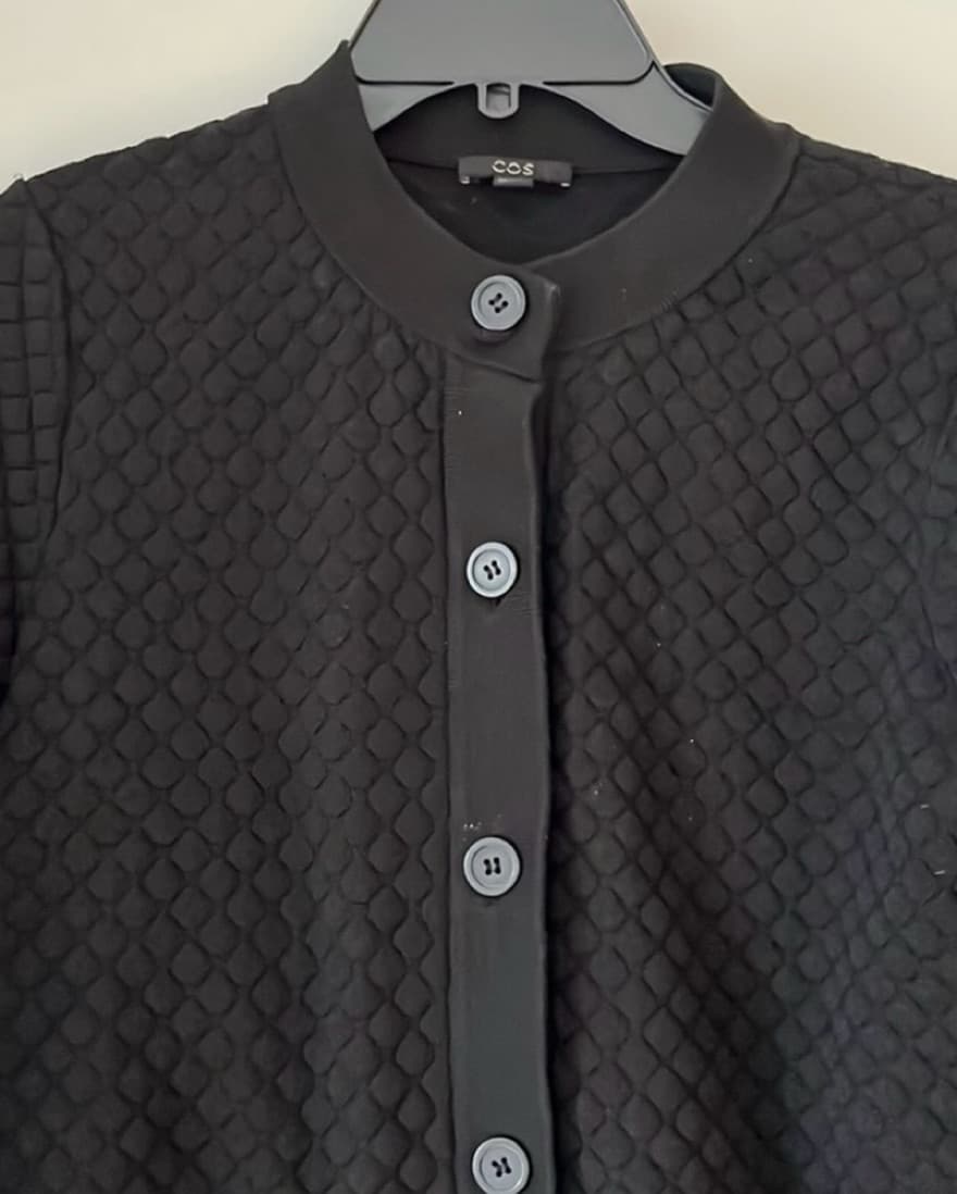 COS Textured Long Cardigan Black Medium - Image 3