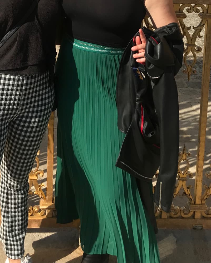 Green Pleated Midi Skirt  - Image 1