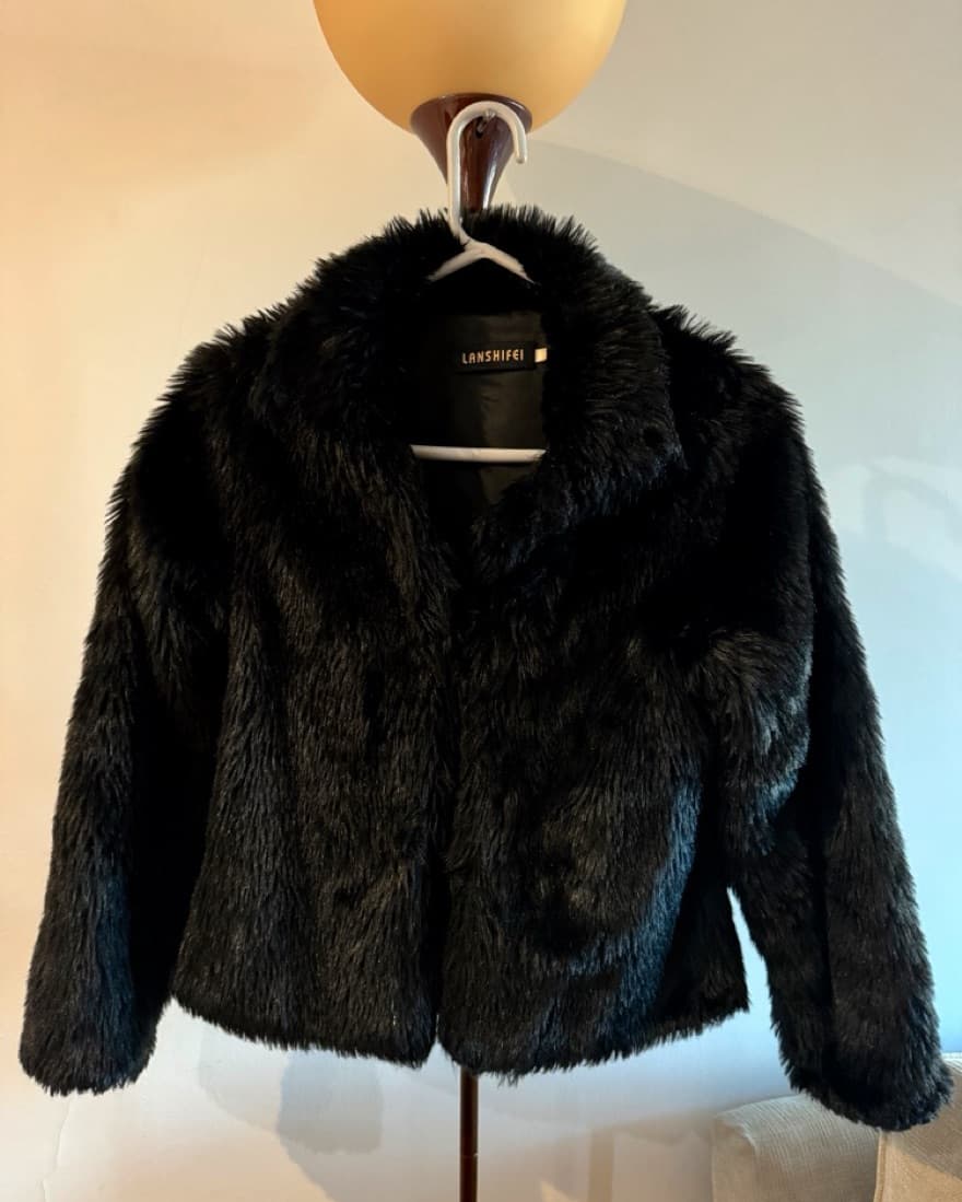Faux Fur Coat Black - Image 1