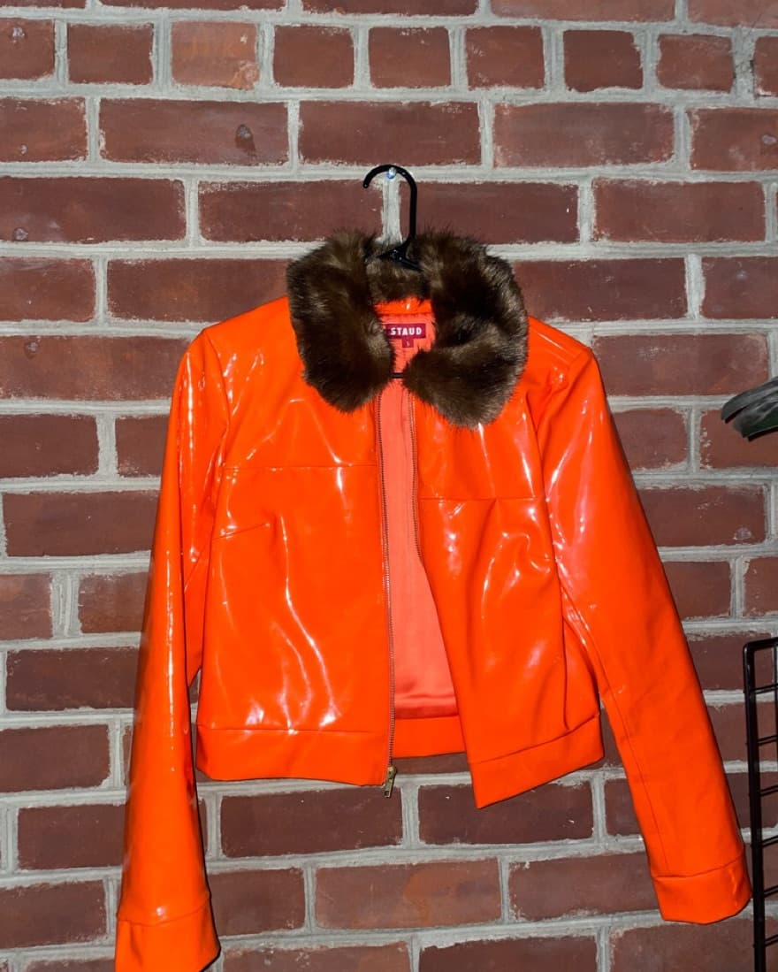 Staud Vinyl Orange Jacket  - Image 2