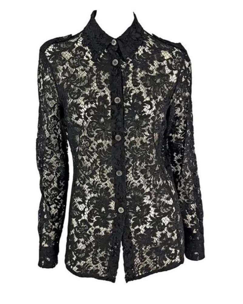 Gucci by Tom Ford Black Lace Button Up  - Image 1