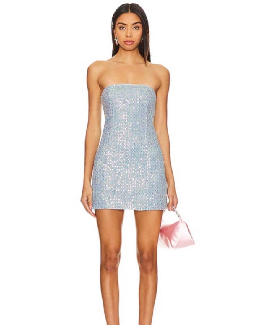Claudia Sequin Denim Dress in Light Wash - Image 6