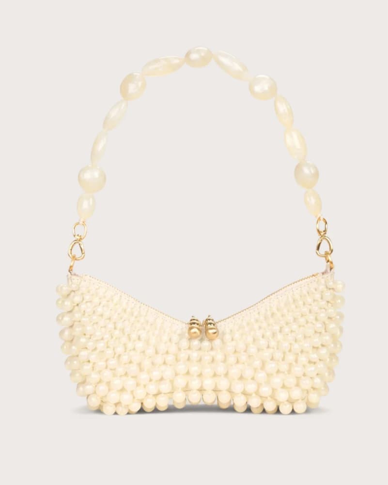 Cult Gaia Ivory Beaded Shoulder Bag - Image 1