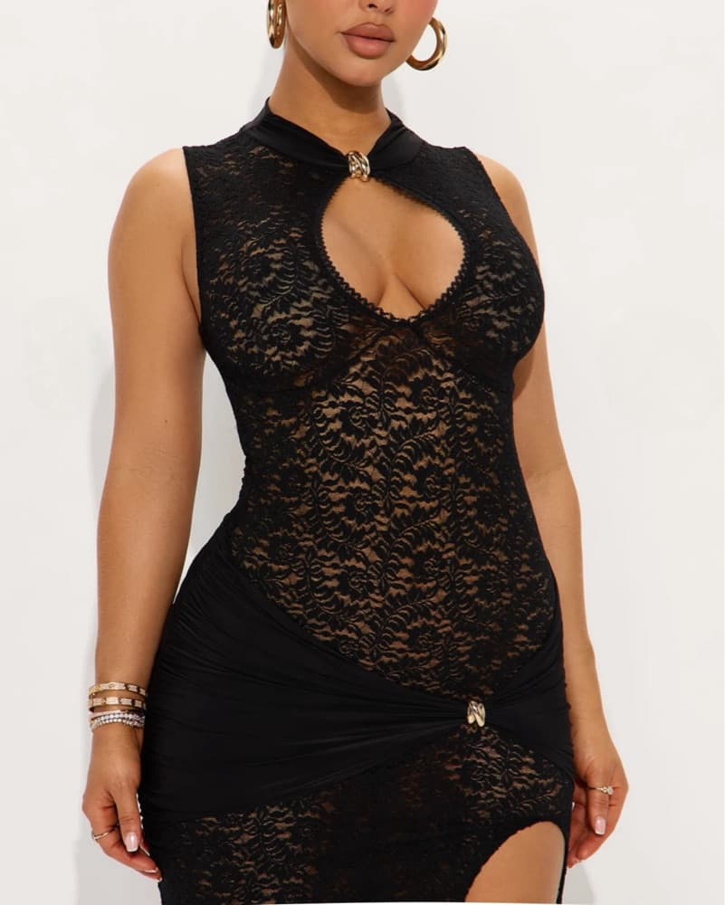 Bianca Lace Maxi Dress - Black - Image 3