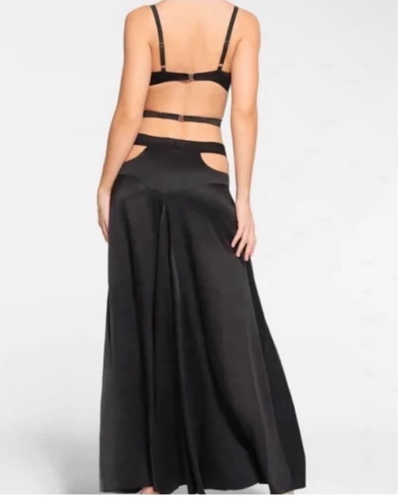 SKIMS Silk Black Cutout Dress - Image 3