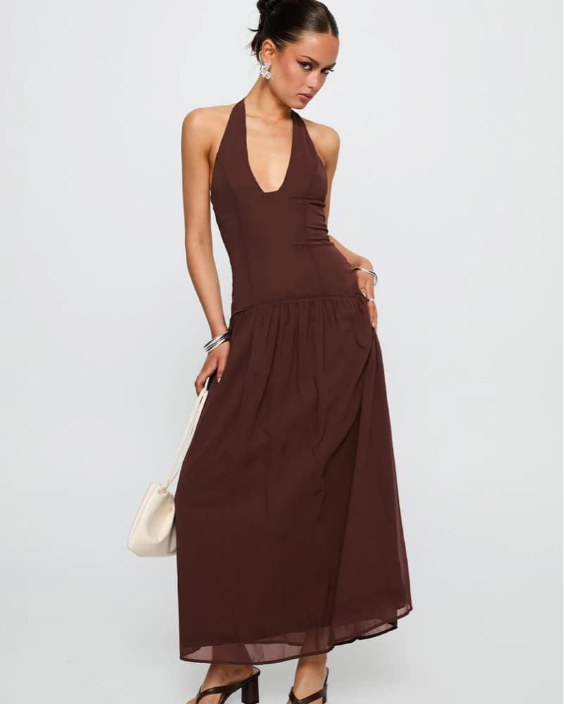 Brown Drop Waist Dress - Image 2