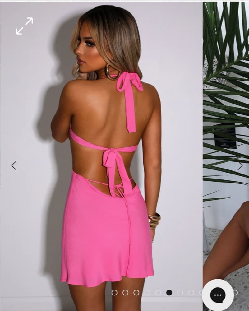 Vibrant Pink Halter Dress - Image 3