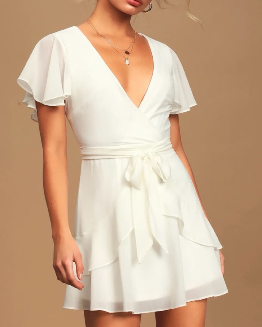 White Ruffled Mini Dress - Image 1