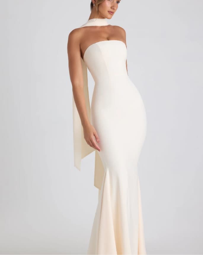 IMOGENE  Scarf-Detail Strapless Gown  - Image 1