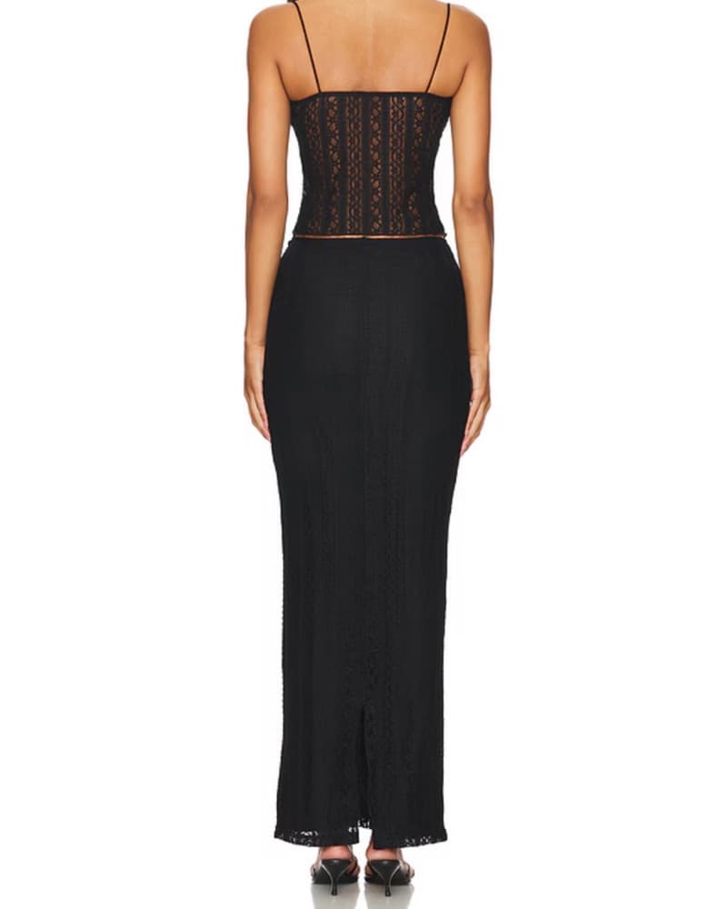 Revolve Maxi Skirt Set in Black - Image 3