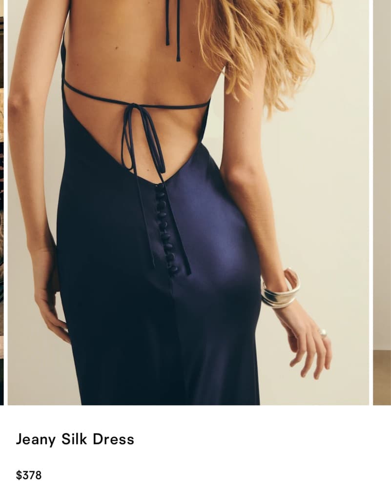 Reformation Jeany Silk Dress In Navy - Image 5