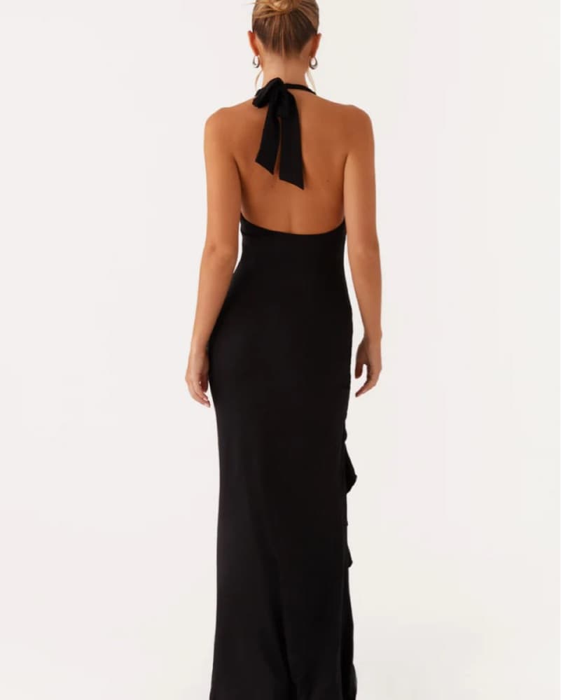 Black Maxi Dress With Slit  - Image 2