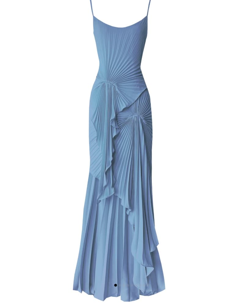 🦋 Georgia Hardinge Pleated Blue Dress - Image 4