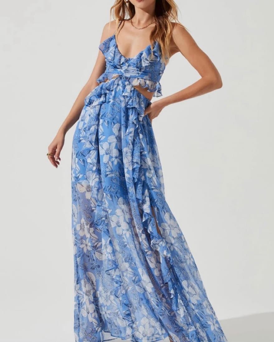 Astr the Label Palace Floral Blue Maxi - Image 1