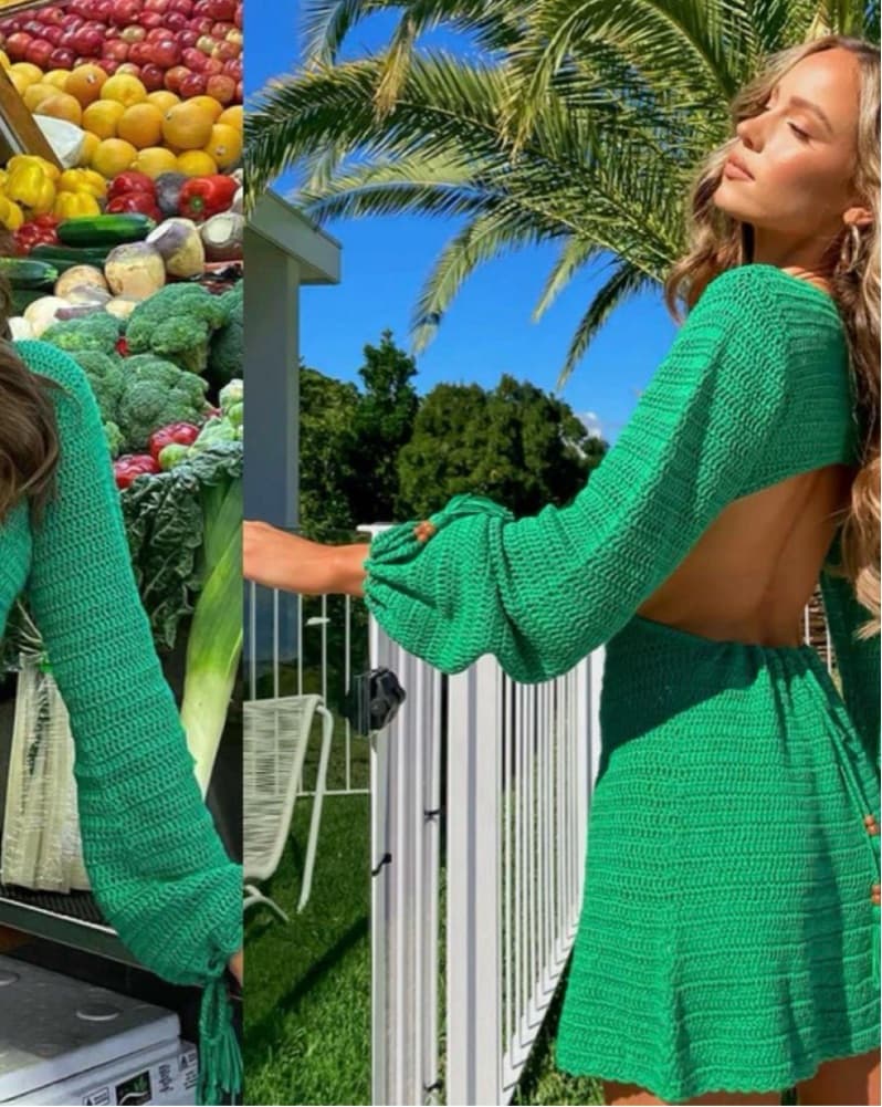Green Knit Beginning Boutique Dress - Image 3