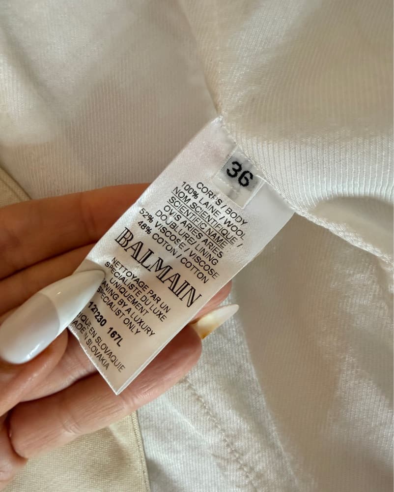 BALMAIN WHITE/CREAM BLAZER SZ 36 - Image 3