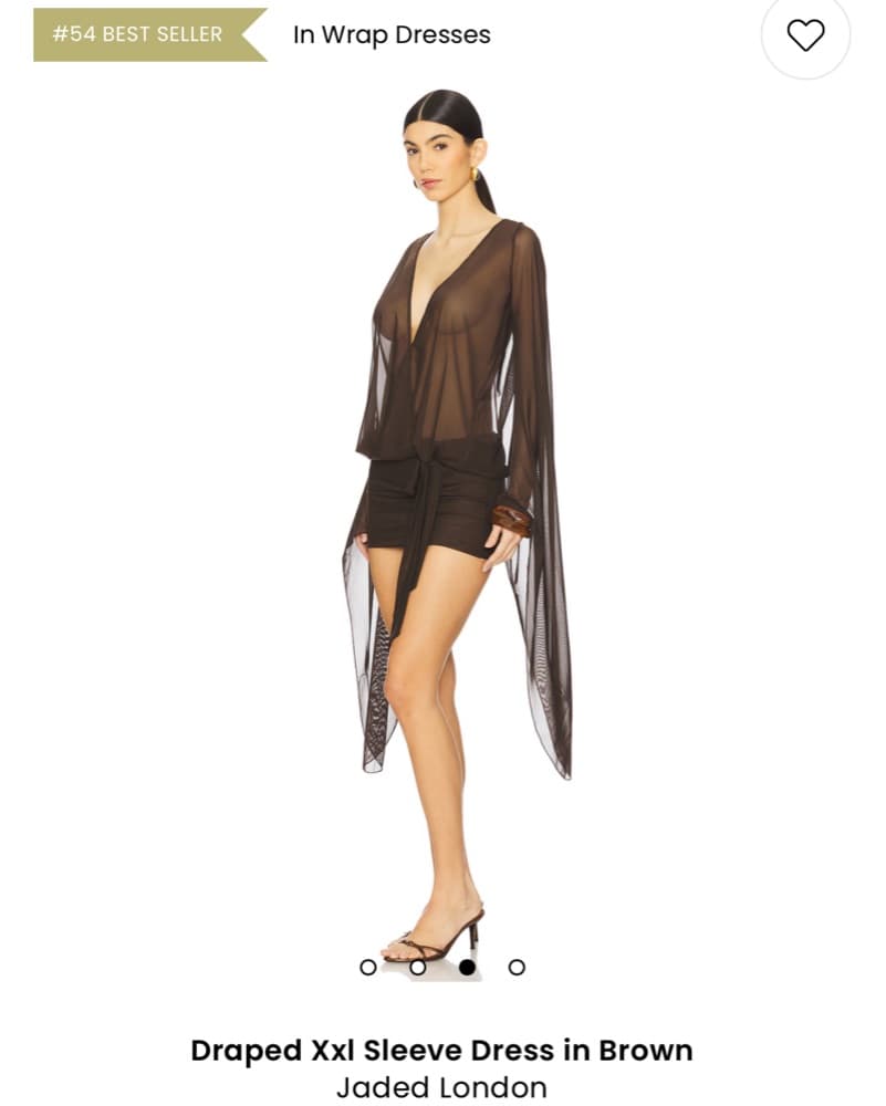 Draped Sleeve Dress in Brown - Image 1