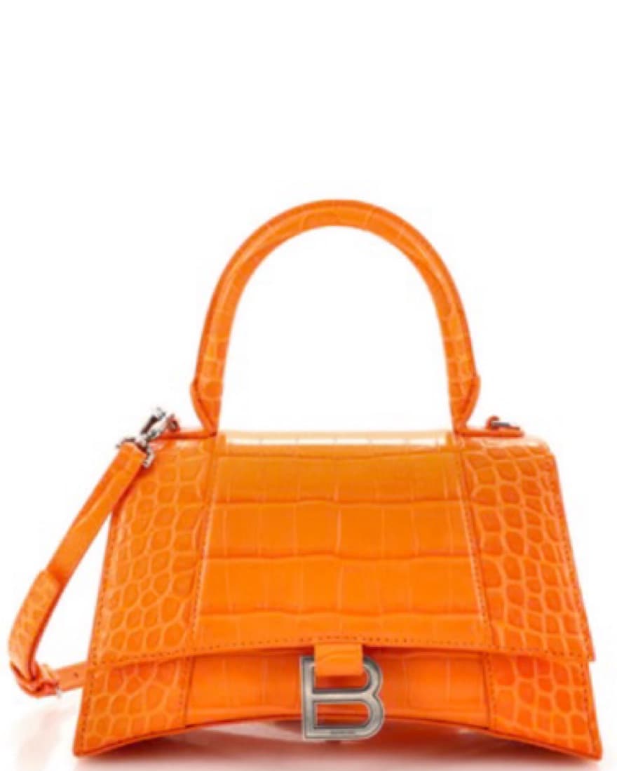 Hourglass Handbag Croccodile in Orange - Image 1