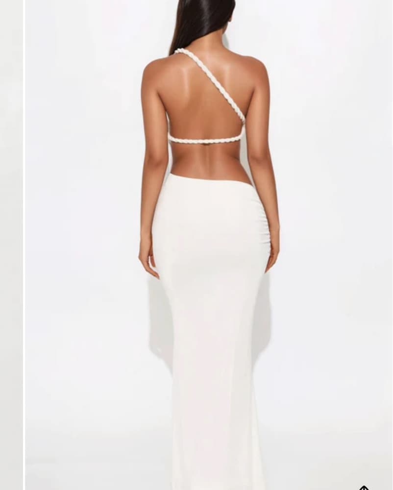 White One-Shoulder Knotted Maxi Dress - Image 3