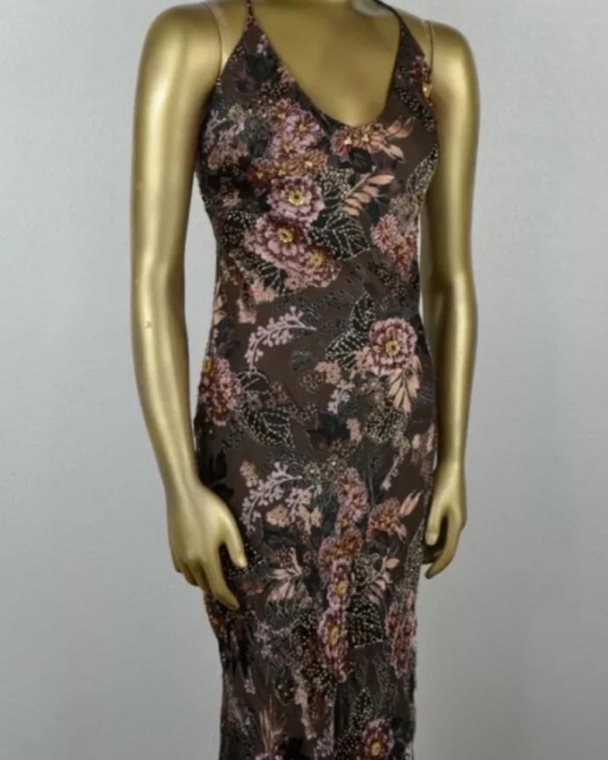 Vintage Silk Beaded Dress - Image 1