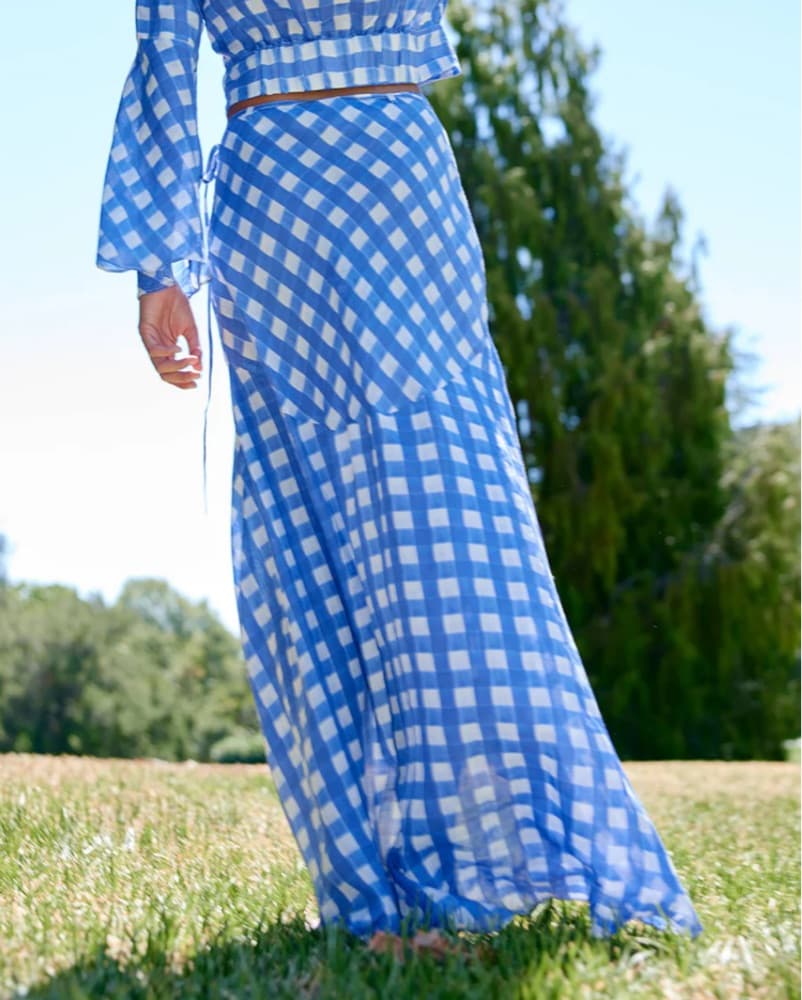 Aston Studio Blue Check Ruffle Skirt - Image 2