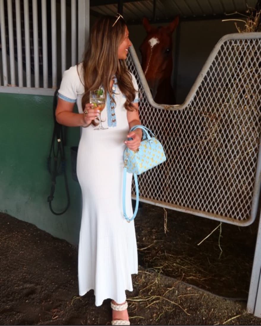 White/Blue Sandro Maxi Dress - Image 6