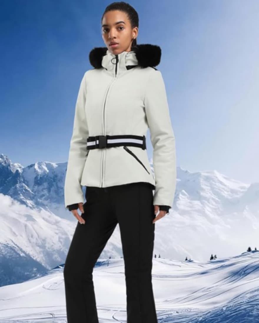 White Belted Ski Jacket - Image 2