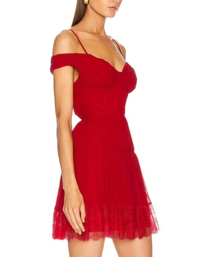 Self Portrait Off Shoulder Pleated Dress - Image 1