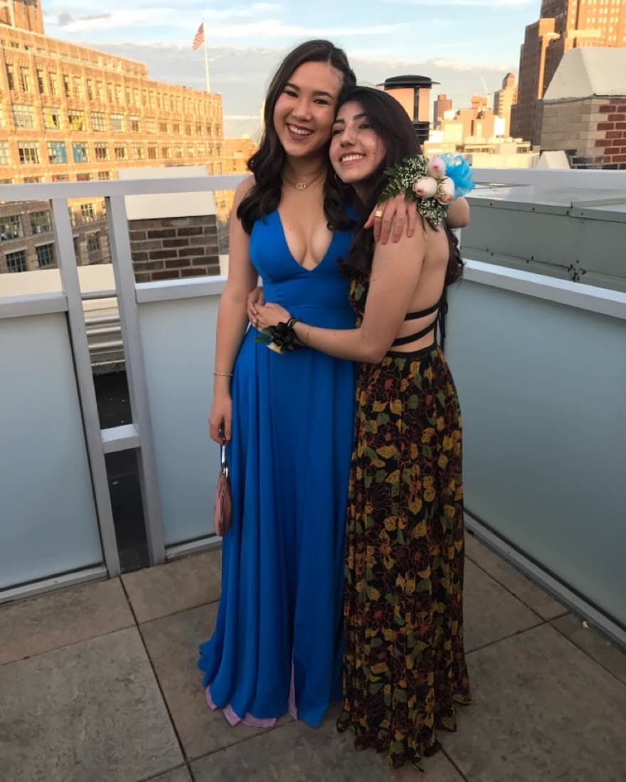 Milly plunging blue prom dress - Image 1