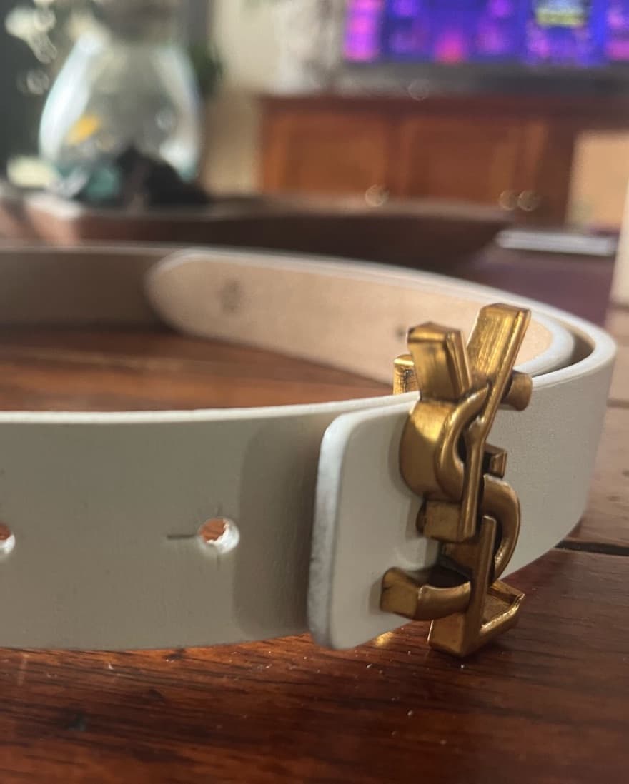 YSL White Leather Belt - Image 3