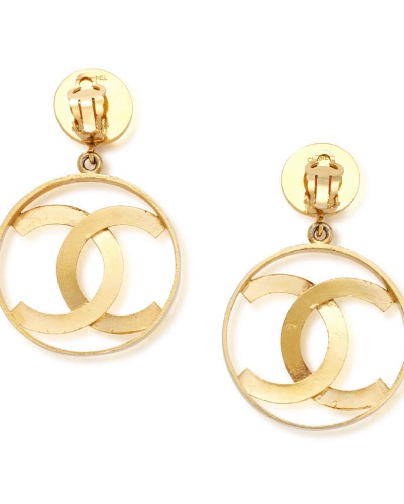 Chanel Vintage 80s Jumbo Logo Earrings  - Image 2