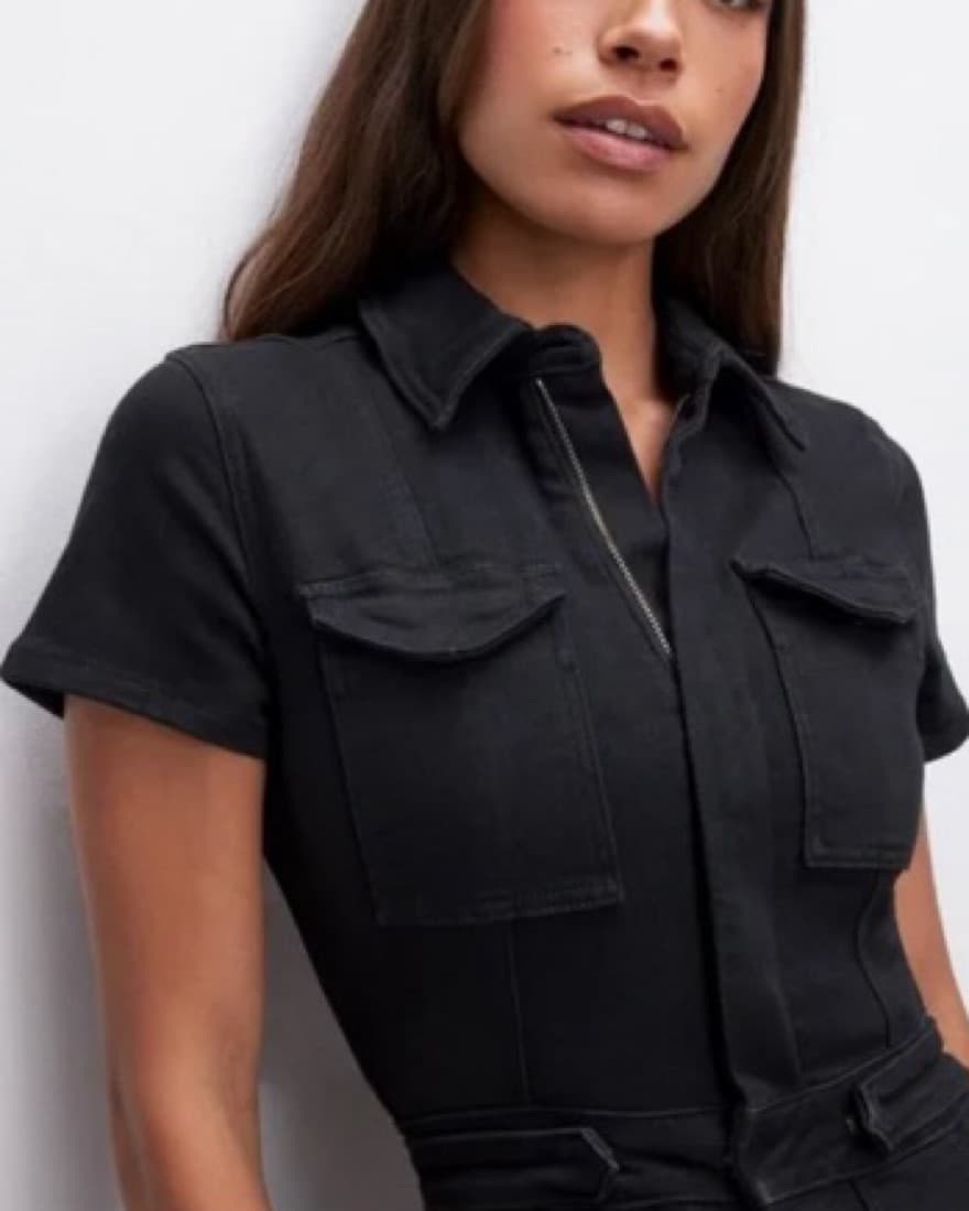 Good american Black Denim Jumpsuit  - Image 3