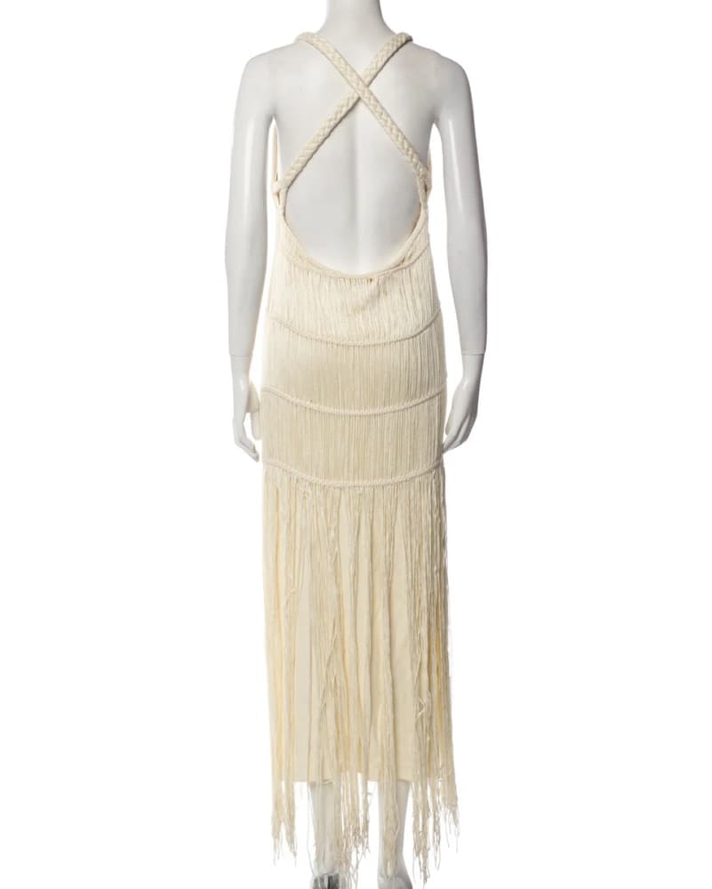 Jonathan Simkhai Ecru Cream Fringe Dress - Image 3