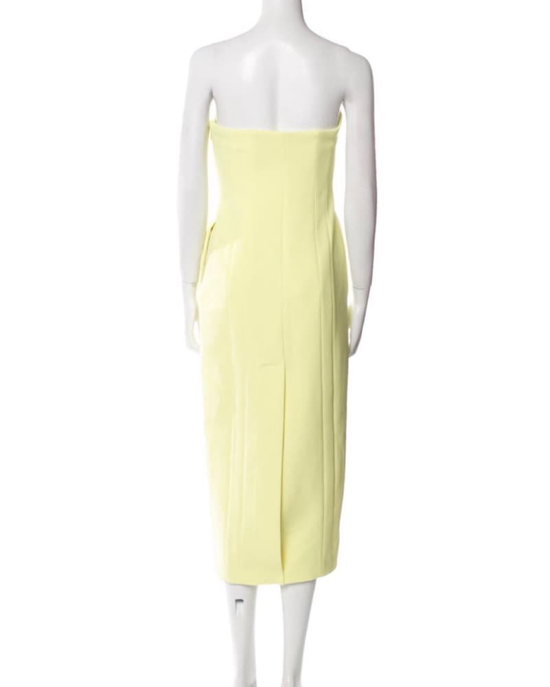 ALC Butter Yellow Midi Strapless dress - Image 3
