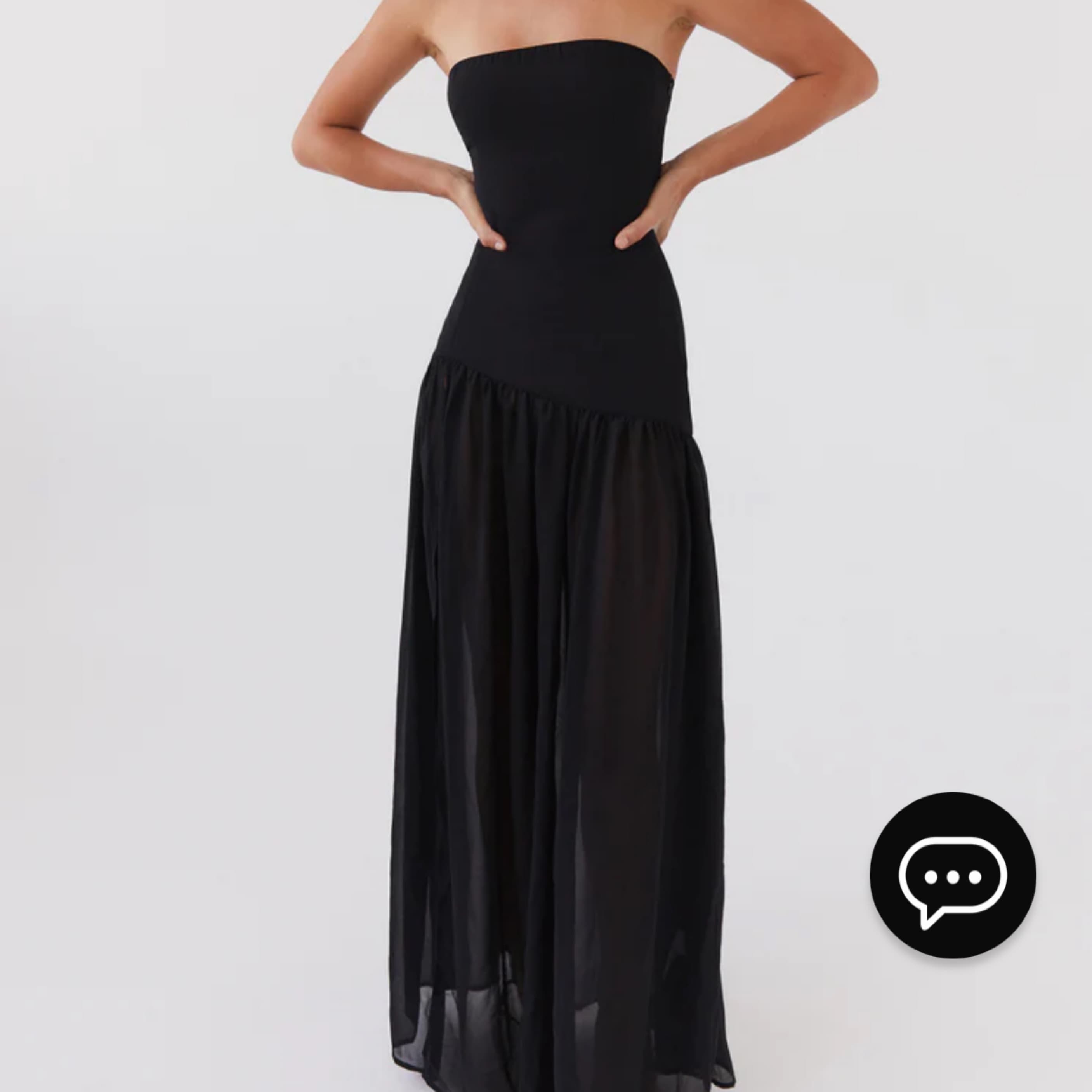 Black/Sheer Strapless Maxi Dress  - Image 2