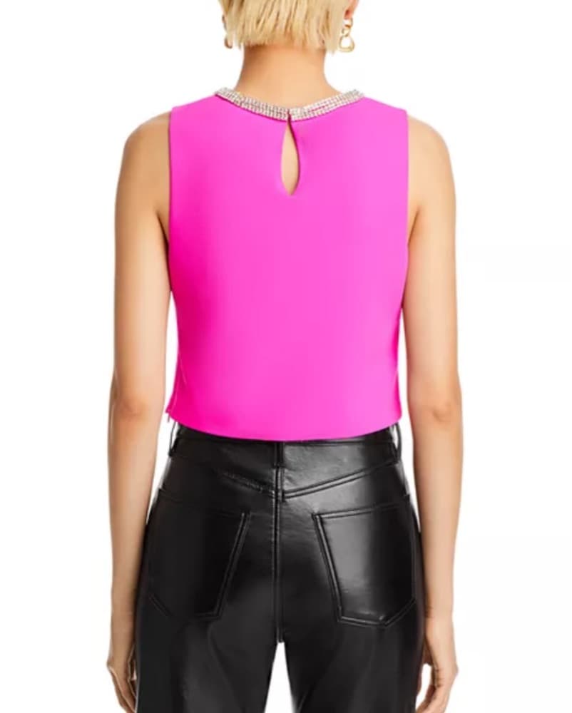 Glamorous Pink Sleeveless Rhinestone-Embellished Top - Image 3