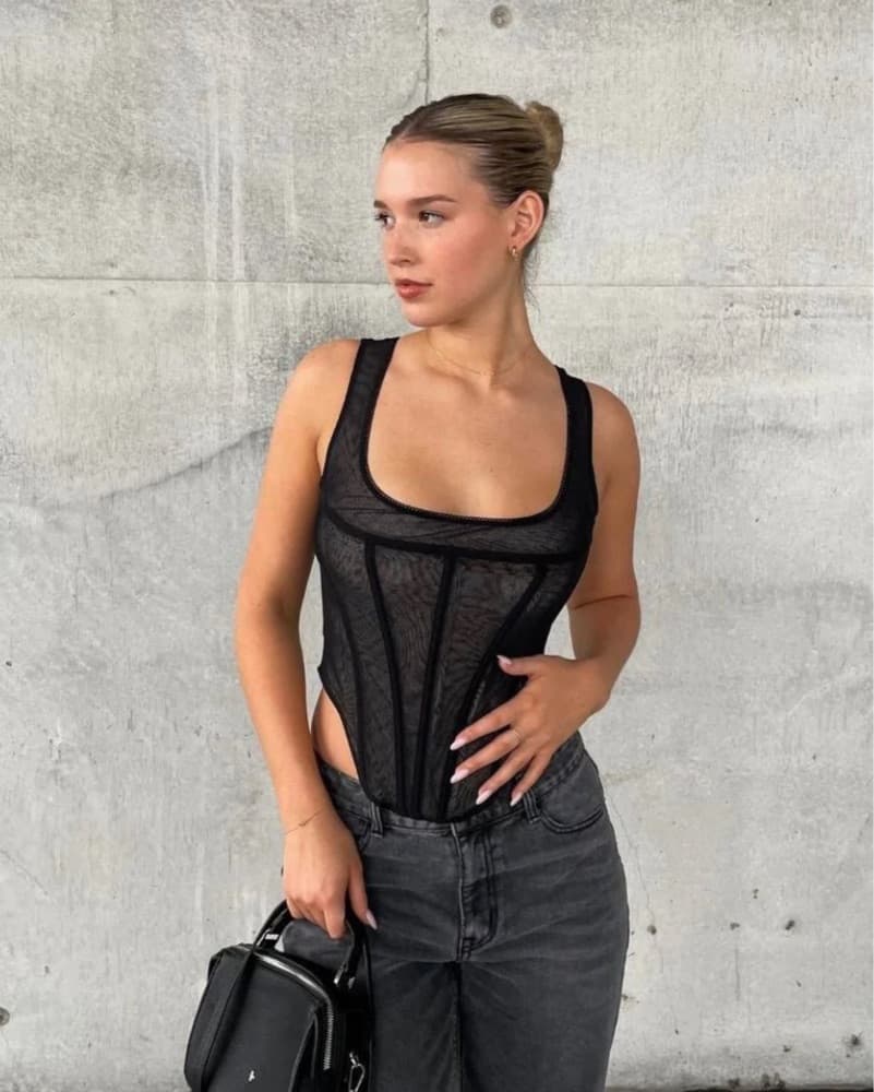 Miaou Campbell Monogram Mesh Corset - Image 2