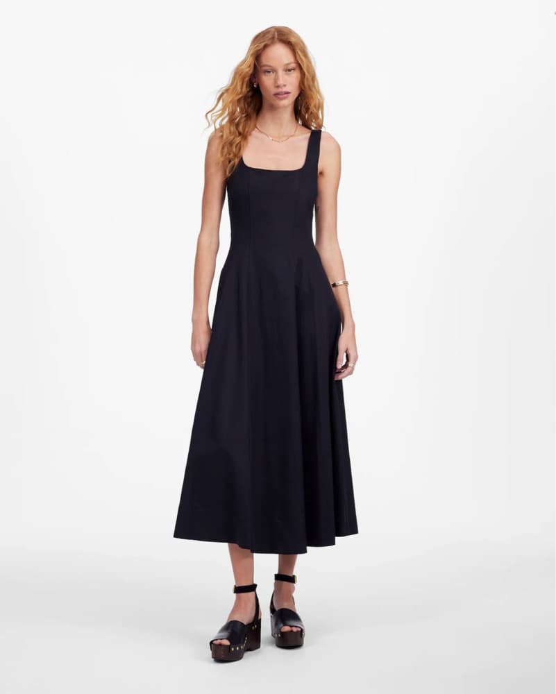 Seamed Squareneck Midi Dress - Image 1
