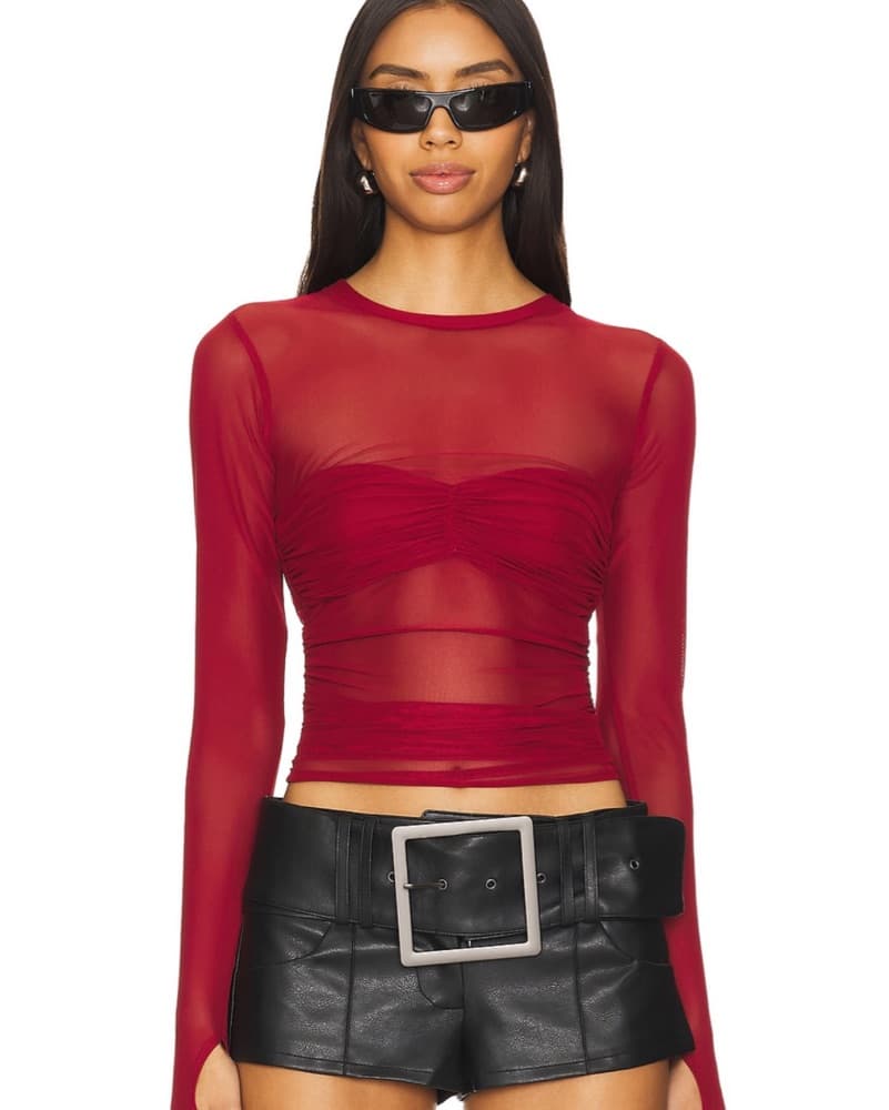 Long Sleeve Top In Rhubarb (Red) - Image 1