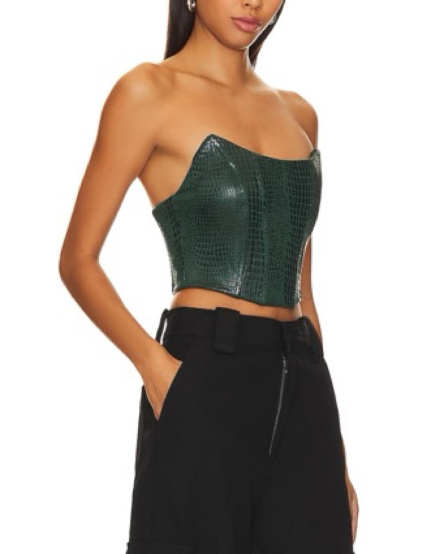 Forest Green Faux Suede Top - Image 3