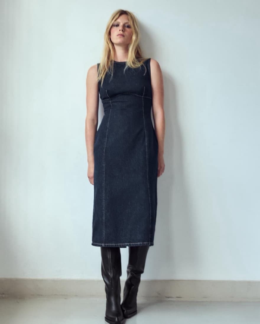 Zara TRF Denim Midi Dress  - Image 3