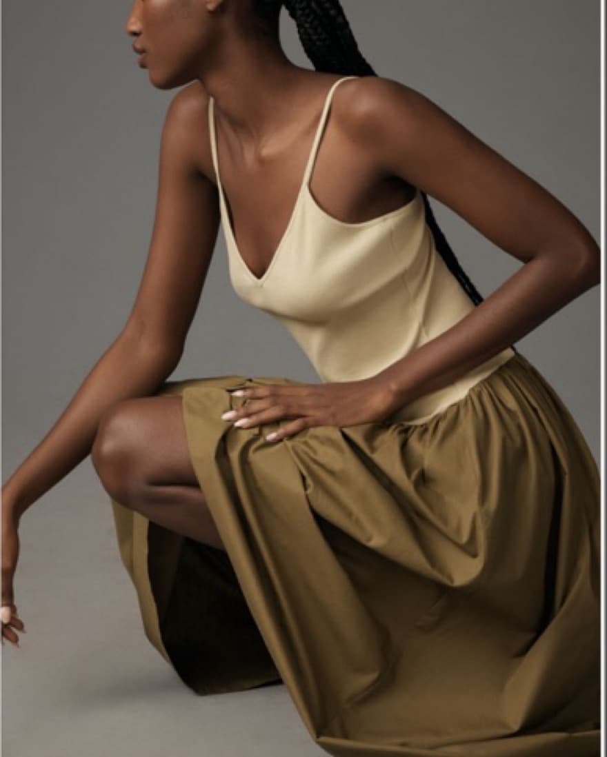 Maeve Drop Waist Poplin Midi Dress - Image 3